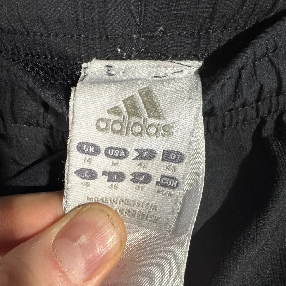 Vintage Adidas Mens Black‎ Track Pants White Stripes Elastic Waist Size M